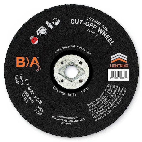 Bullard Abrasives Type 1Cut Off Wheel For Saws, 7X3/32X?/5/8,8732 Rpm, C24/A24R 53731